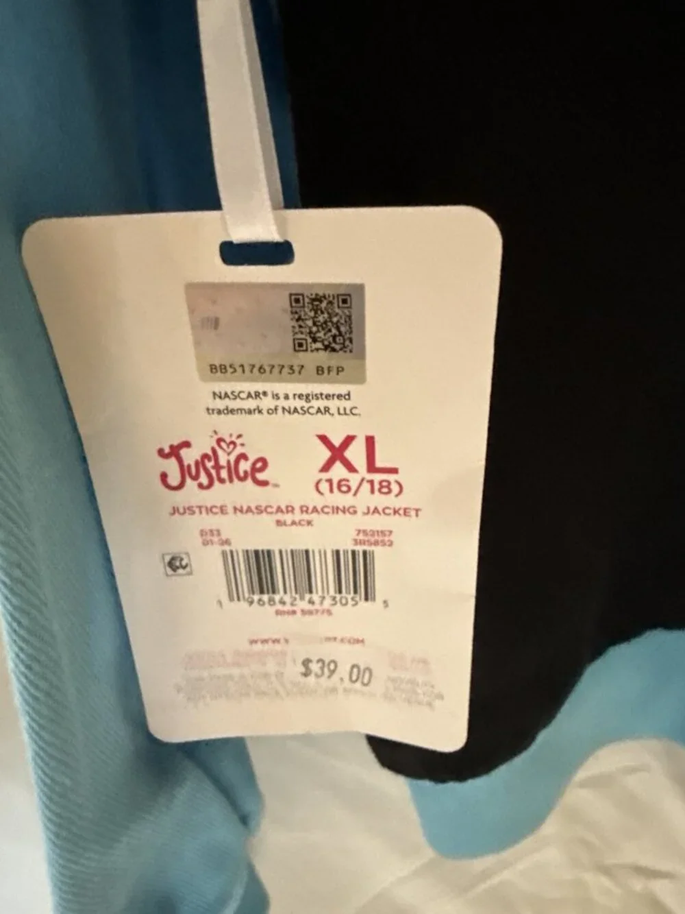 Justice x NASCAR Girls Racing Jacket NWT XL